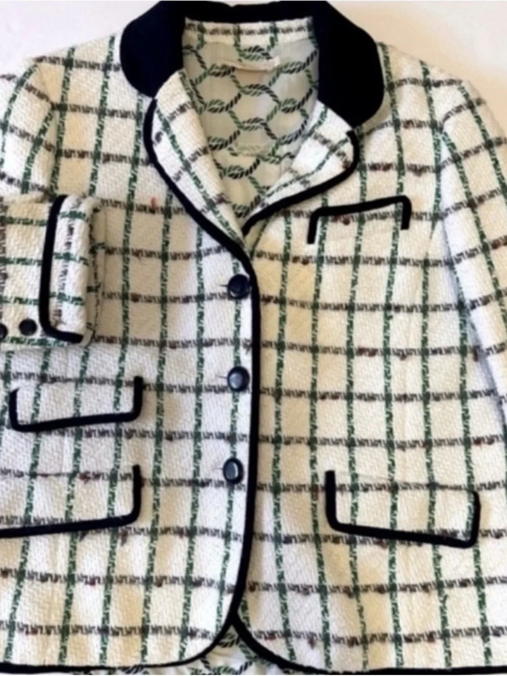 Tory Burch Pocomo Jetty Tweed Check Plaid Blazer
